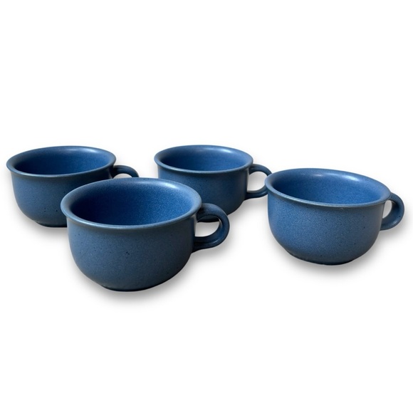 Dansk Vintage Mesa Sky Blue Set of 4 Small Ceramic Coffee or Tea Mugs KW Japan - Picture 1 of 11
